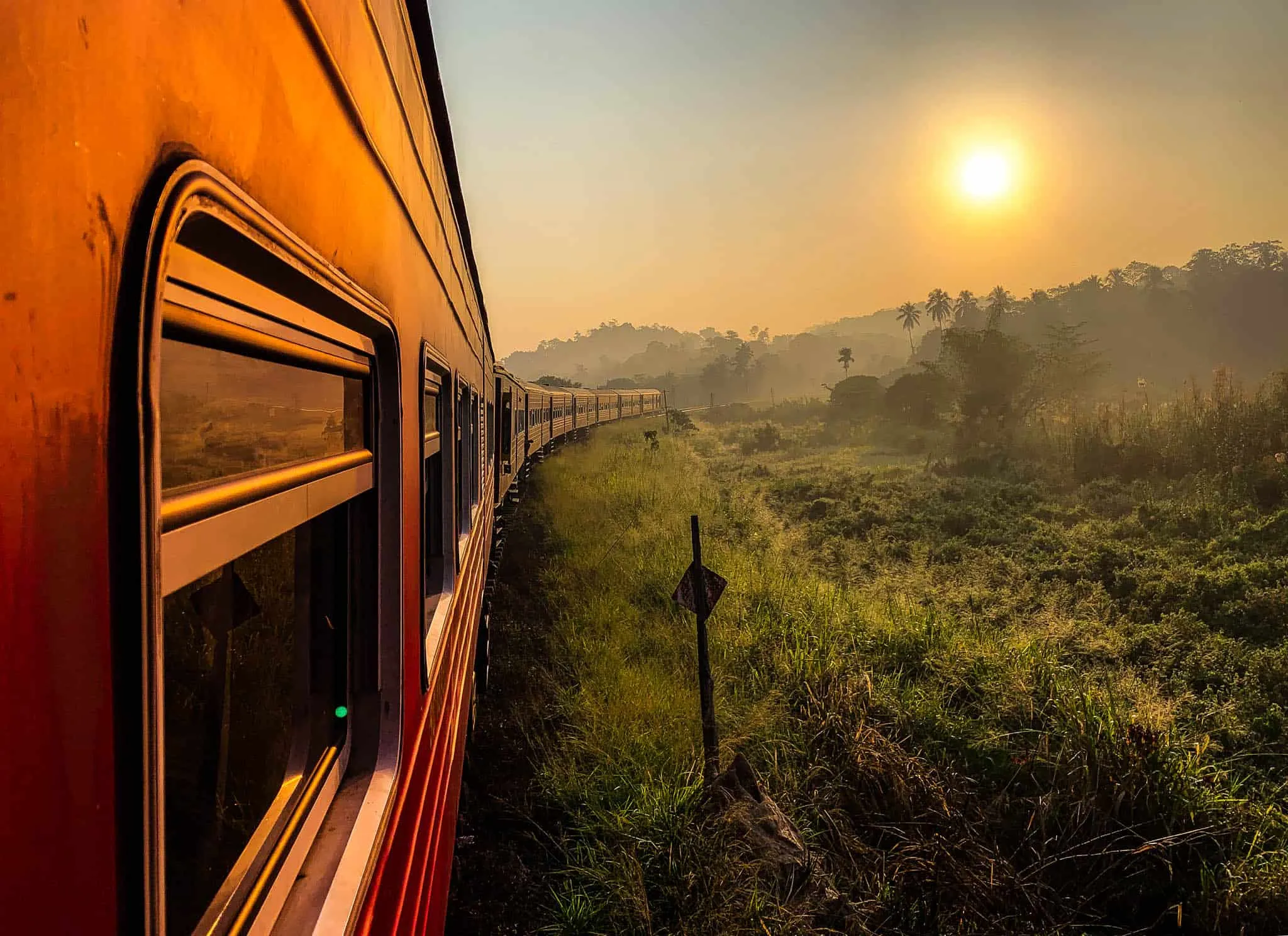 Hill-country train on the line through the Kandy district